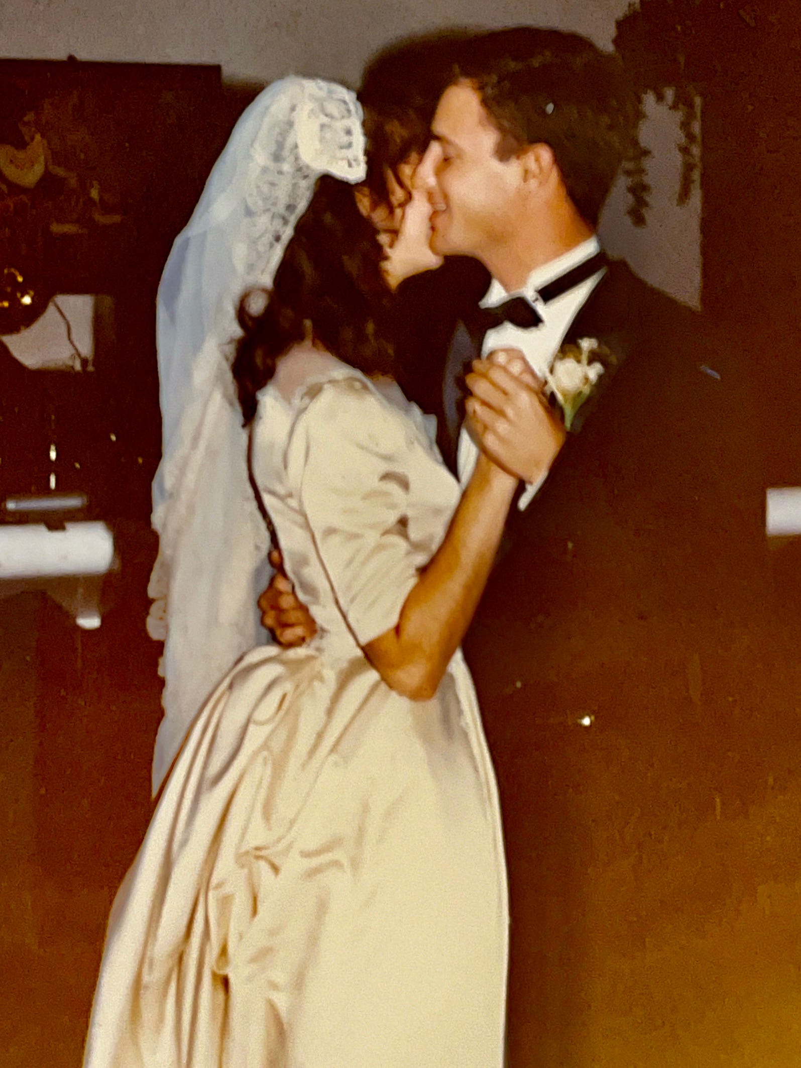 Lieutenant and Mrs. Anthony J. Carbone dancing at their wedding reception on October 30, 1982.
